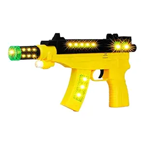 WISHKEY Plastic Musical Toy Gun for Kids, Sound Toy with Infrared Laser Light Effects, Pretend Play Vibrating Laser Gun Toy with Muzzle Movement, Multicolor, 4+ Years, (Pack of 1)